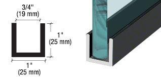 CRL Matte Black Wet Glaze 1" Deep U-Channel 240" Stock Length - Item # WU3MBL240