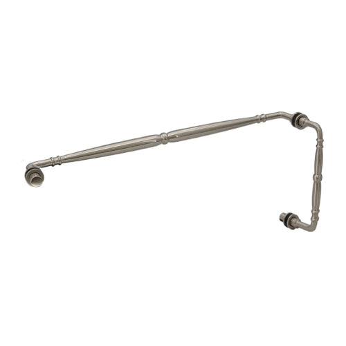 FHC 8" x 24" Baroque Pull/Towel Bar Combo for 1/4" to 1/2" Glass - Brushed Nickel - Item # BAR8X24BN
