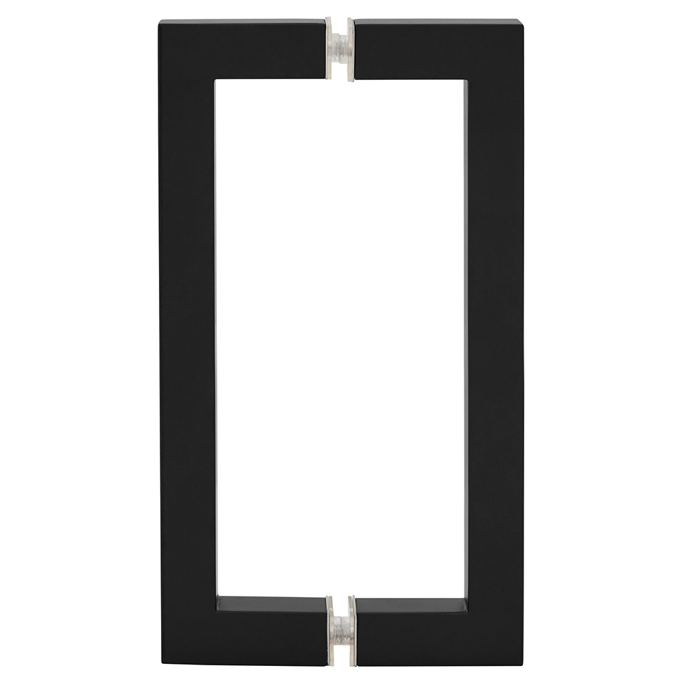 CRL Matte Black 8" x 8" SQ Series Square Tubing Back-to-Back Pull Handles - Item # SQ8X8MBL