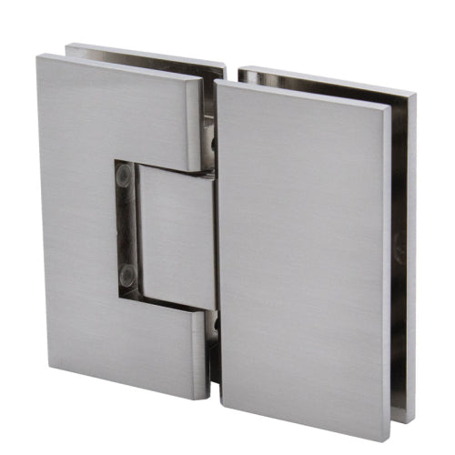 FHC Venice Series 180 Degree Adjustable Glass-to-Glass Hinge for 3/8" to 1/2" Glass - Brushed Nickel - Item # VENA180BN