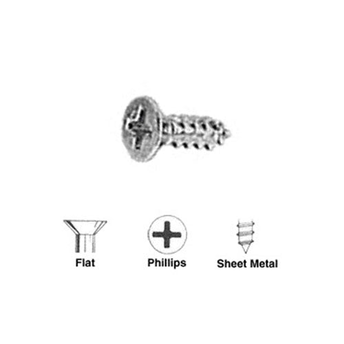 Crl #8 x 1" Flat Head Phillips Sheet Metal Screws  - 100 pack - Item # 8X1FHPSMS