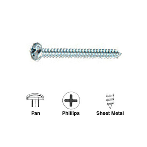 Crl #8 x 1-1/2" Pan Head Phillips Sheet Metal Screws - 100 Pack - Item # 8X112PHPSMS
