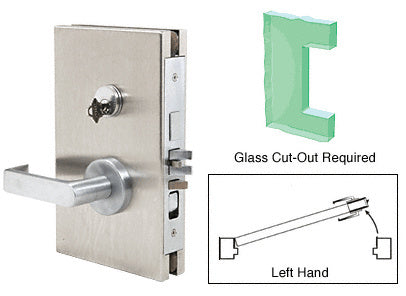 CRL Brushed Stainless 6" x 10" LH Center Lock With Deadlatch in Entrance Lock Function - Item # DL610LEBS