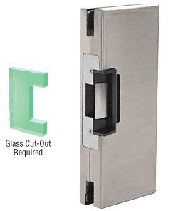 CRL Brushed Stainless 4" x 10" RH/LHR Custom Center Lock Glass Keeper With Deadlatch Electric Strike - Item # DLER410BS