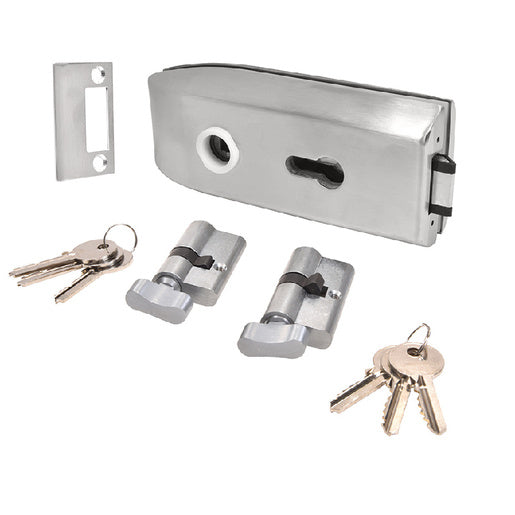CRL Brushed Stainless Glass Mounted Latch with Lock and Thumbturn - Item # PTH311BS