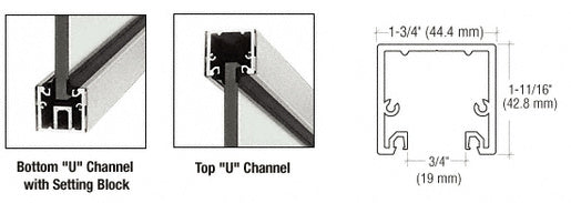 CRL Brushed Stainless Steel 120" U-Channel with Roll-In Top Load Gasket - Item # UCBS3812SL