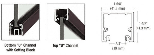 CRL Black Bronze Anodized 120" U-Channel with Roll-In Top Load Gasket - Item # UCDU3812SL