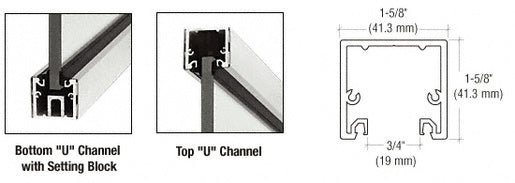 CRL Satin Anodized 240" U-Channel with Roll-In Top Load Gasket - Item # UCSA3812240