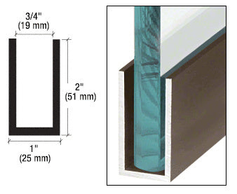 CRL Black Bronze Anodized Wet Glaze 2" Deep U-Channel 240" Stock Length - Item # WU2DU240