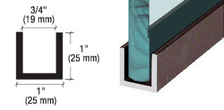 CRL Black Bronze Anodized Wet Glaze 1" Deep U-Channel 240" Stock Length - Item # WU3DU240