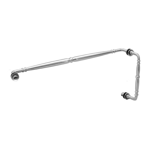 FHC 8" x 24" Baroque Pull/Towel Bar Combo for 1/4" to 1/2" Glass - Polished Chrome - Item # BAR8X24CH