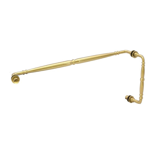 FHC 8" x 24" Baroque Pull/Towel Bar Combo for 1/4" to 1/2" Glass - Satin Brass - Item # BAR8X24SB