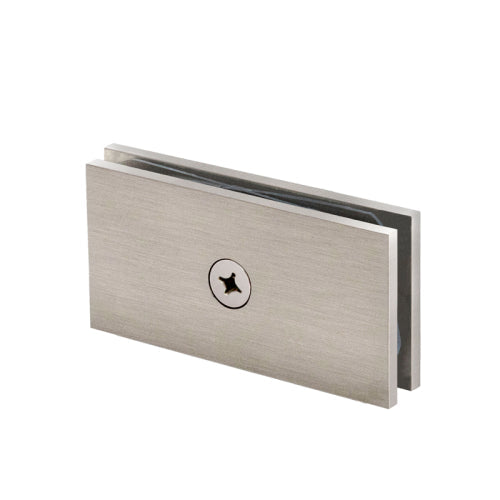 FHC Square 180 Degree Glass Clamp with 1 Hole - Brushed Nickel - Item # CS1180BN