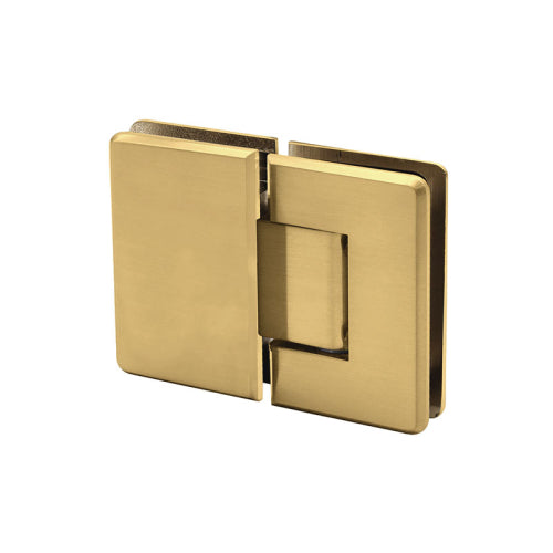 FHC Jr Preston 180 Degree Glass-to-Glass Hinge for 1/4" Glass - Satin Brass - Item # JRPRES180SB