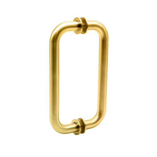 FHC 8" Center-To-Center Tubular Back-to-Back Pull with Washers - Polished Brass - Item # PHR8X8BR