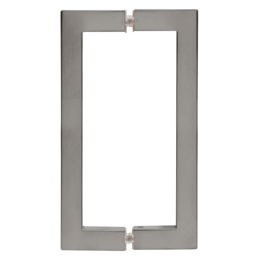 CRL Brushed Nickel 8" x 8" SQ Series Square Tubing Back-to-Back Pull Handles - Item # SQ8X8BN