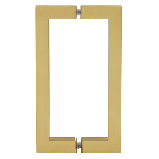 CRL Satin Brass 8" x 8" SQ Series Square Tubing Back-to-Back Pull Handles - Item # SQ8X8SB
