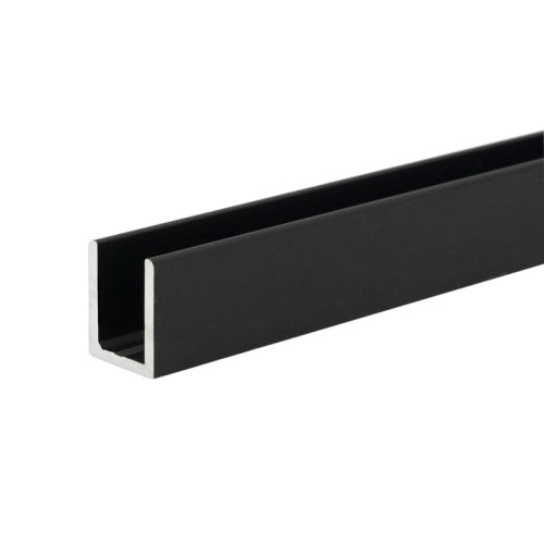 FHC Classic U-Channel for 1/2" Glass – 95" Long – Matte Black - SUCD12MB