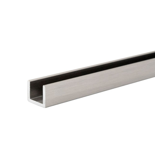 FHC 3/8" Low Profile U-Channel for 1/2" Glass 95" Long Brushed Nickel - SUCR12BN