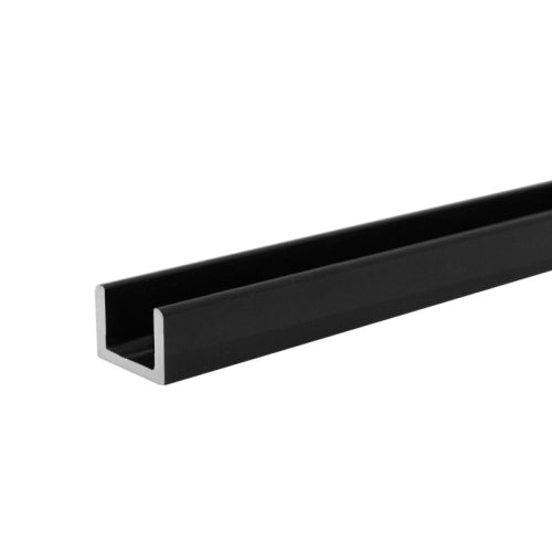 FHC 3/8" Low Profile U-Channel for 3/8" Glass - 95" Long - Matte Black - SUCR38MB