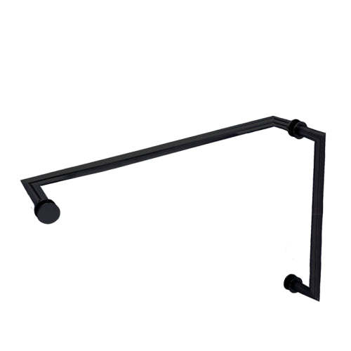 FHC 8" x 18" Mitered Pull/Towel Bar Combo - Matte Black - Item # TBRM8X18MB