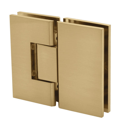 FHC Venice Series 180 Degree Adjustable Glass-to-Glass Hinge for 3/8" to 1/2" Glass - Satin Brass - Item # VENA180SB